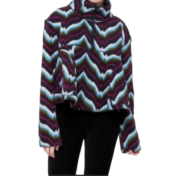 URBAN Outfitters Half Zip Aztec Cropped Sweater Size Medium - Picture 1 of 10